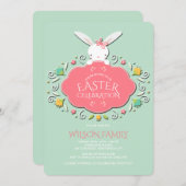Baby Girl Bunny Easter Uitnodiging (Voorkant / Achterkant)