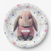 Baby Girl Bunny Floral Paper Bord (Voorkant)