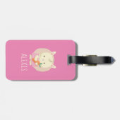 Baby Girl Bunny Rabbit & Carrot Kind Naam Roze Bagagelabel (Achterkant horizontaal)