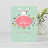 Baby Girl Bunny Shower-uitnodiging Kaart (Staand voorkant)
