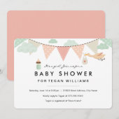 Baby Girl Bunting | uitnodiging tot baby shower (Voorkant / Achterkant)