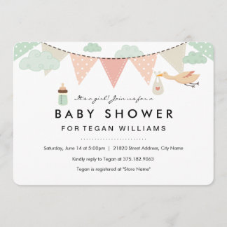 Baby Girl Bunting | Uitnodiging voor babyfeestje