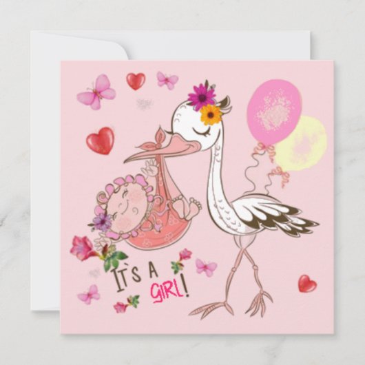 Baby girl card feestdagenkaart (Voorkant)
