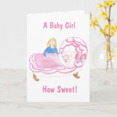 Baby Girl Card Kaart (Gele Bloem)