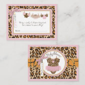 Baby Girl Cheetah Print Tutu Luier Raffle Ticket Informatiekaartje (Voorkant / Achterkant)