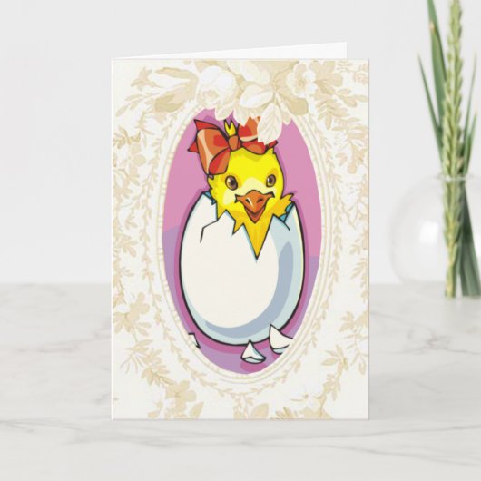 Baby Girl Chick Easter Kaart (Voorkant)