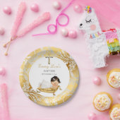 Baby Girl Christening Baptism Gold Silver Papieren Bordje (Feest)