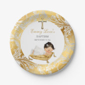 Baby Girl Christening Baptism Gold Silver Papieren Bordje (Voorkant)