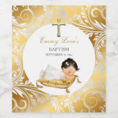 Baby Girl Christening Baptism Gold Silver Wijn Etiket (Enkel label)