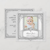 Baby Girl Christening Baptism Pearl Lace Aankondiging (Voorkant / Achterkant)