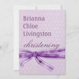 Baby Girl Christening Paars Damask Metallic Kaart