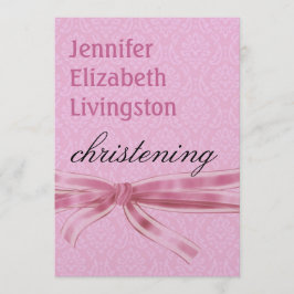 Baby Girl Christening Paars Pink Damask Metallic Kaart