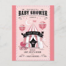 Baby Girl Circus Baby shower Uitnodiging