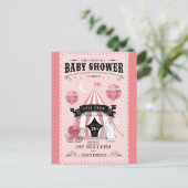 Baby Girl Circus Baby shower Uitnodiging (Staand voorkant)
