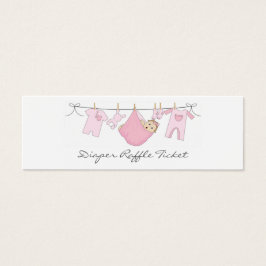 Baby Girl Clothes Line Diaper Raffle - Skinny Card Mini Visitekaartjes