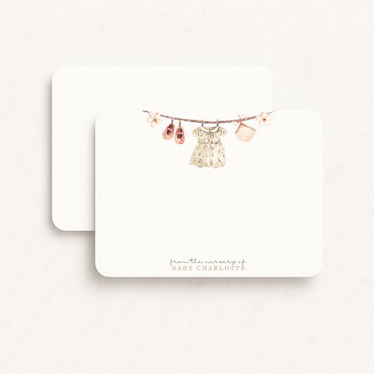 Baby Girl Clothesline Nursery Note Card Kaart
