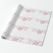 Baby Girl Clothesline Wrapping Paper Cadeaupapier (Uitgerold)