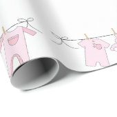 Baby Girl Clothesline Wrapping Paper Cadeaupapier (Rol Hoek)