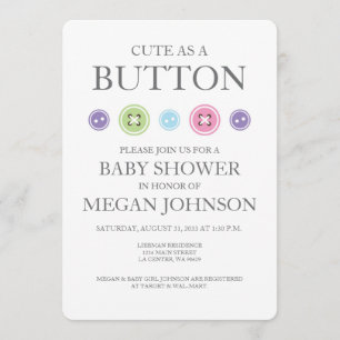 Baby Girl Cute als Button Shower Invitation Kaart