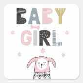 Baby Girl Cute Animal Vierkante Sticker (Voorkant)