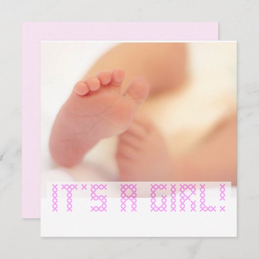 Baby Girl Cute Feet Birth Notice (Voorkant / Achterkant)