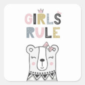 Baby Girl Cute Girly Beer Vierkante Sticker (Voorkant)
