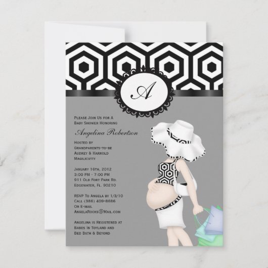 Baby Girl Cute Shower Kaart (Voorkant)