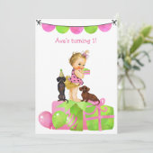 Baby Girl Dachshund Party Invitation Kaart (Staand voorkant)