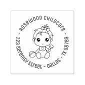Baby Girl Daycare Childcare Round Address 2 Zelfinktende Stempel (Design)