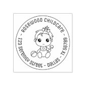 Baby Girl Daycare Childcare Round Address Rubberstempel (Afrduk)