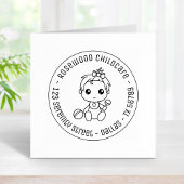 Baby Girl Daycare Childcare Round Address Rubberstempel