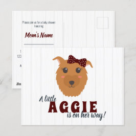 Baby Girl Dog Maroon Baby shower Briefkaart