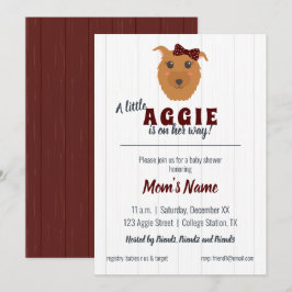 Baby Girl Dog Maroon Baby shower Kaart