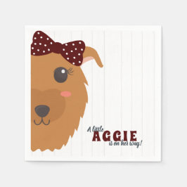Baby Girl Dog Maroon Baby shower Napkins Servet