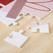 Baby Girl Dog Zwangerschap Aankondiging (rood) Legpuzzel (Zijkant)