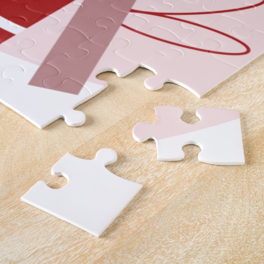 Baby Girl Dog Zwangerschap Aankondiging (rood) Legpuzzel (Zijkant)