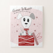 Baby Girl Dog Zwangerschap Aankondiging (rood) Legpuzzel (Verticaal)