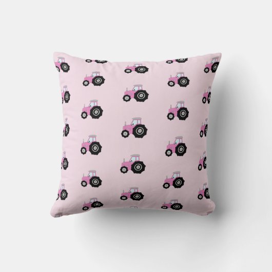 Baby Girl Doodle Pink Tractor met naam Neursery Kussen (Achterkant)