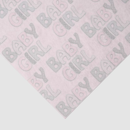 Baby Girl Dotty Letters Pastel Pink Grey Tissuepapier (Detail)