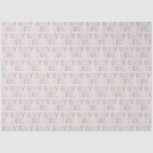 Baby Girl Dotty Letters Pastel Pink Grey Tissuepapier (Voorkant)