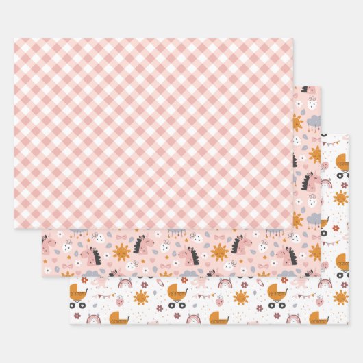 Baby Girl Douche Wrapping Paper - Set van 3 vellen (Set)