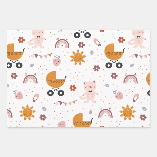 Baby Girl Douche Wrapping Paper - Set van 3 vellen (Voorkant 3)
