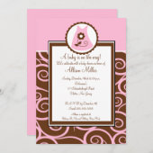 Baby Girl Dress Swirl Baby shower Uitnodiging (Voorkant / Achterkant)