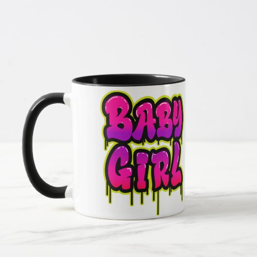 Baby Girl Driving Word Art Spray Paint Pink Groen Mok (Links)