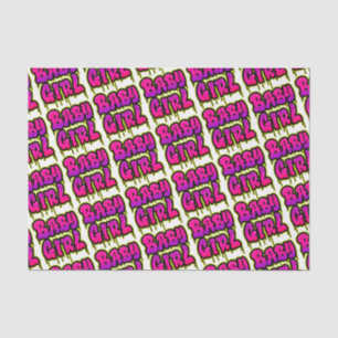 Baby Girl Druipende Word Art Spuitbus Roze Groen Tissuepapier