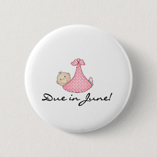 Baby Girl Due in June Ronde Button 5,7 Cm