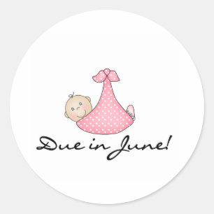 Baby Girl Due in June Ronde Sticker