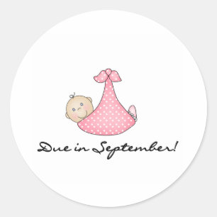Baby Girl Due in september Ronde Sticker