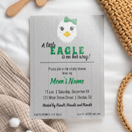Baby Girl Eagle Green Baby shower Invitation Kaart