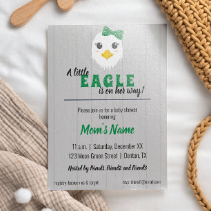 Baby Girl Eagle Green Baby shower Invitation Kaart